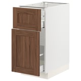 SEKTION / MAXIMERA Gabinete bajo/almcn extraíble/cajón, blanco Enköping/marrón efecto de nogal, 15x24x30 "