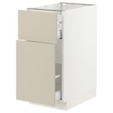 SEKTION / MAXIMERA Gabinete bajo/almcn extraíble/cajón, blanco/Havstorp beige, 15x24x30 "