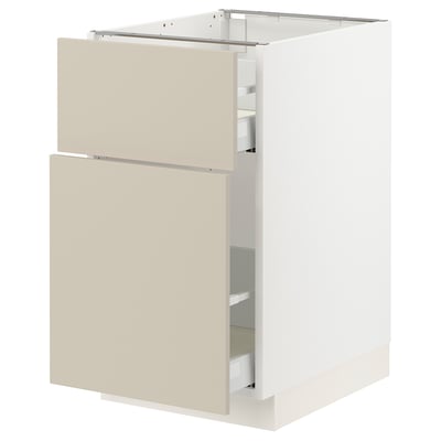 SEKTION / MAXIMERA Gabinete bajo/almcn extraíble/cajón, blanco/Havstorp beige, 18x24x30 "