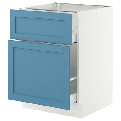 SEKTION / MAXIMERA Gabinete bajo/almcn extraíble/cajón, blanco/Lerhyttan azul, 24x24x30 "
