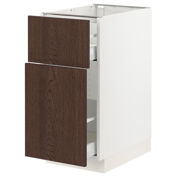 SEKTION / MAXIMERA Gabinete bajo/almcn extraíble/cajón, blanco/Sinarp marrón, 15x24x30 "