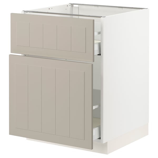 SEKTION / MAXIMERA Gabinete bajo/almcn extraíble/cajón, blanco/Stensund beige, 24x24x30 "