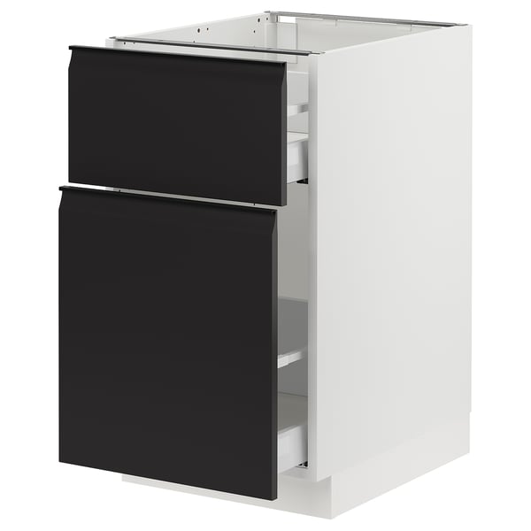 SEKTION / MAXIMERA Gabinete bajo/almcn extraíble/cajón, blanco/Upplöv antracita mate, 18x24x30 "