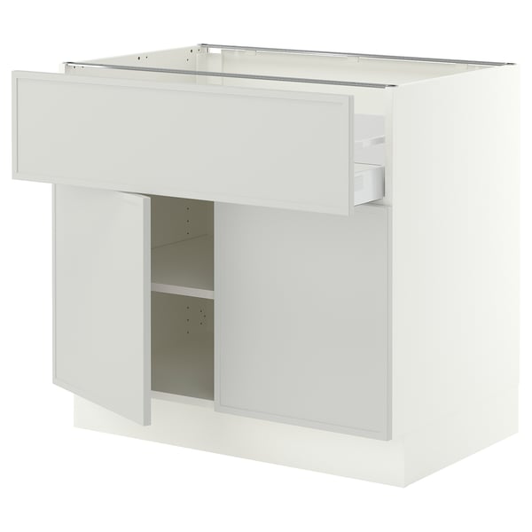 SEKTION / MAXIMERA Gabinete bajo+cajón/2 puertas, blanco/Aspudden gris claro, 36x24x30 "