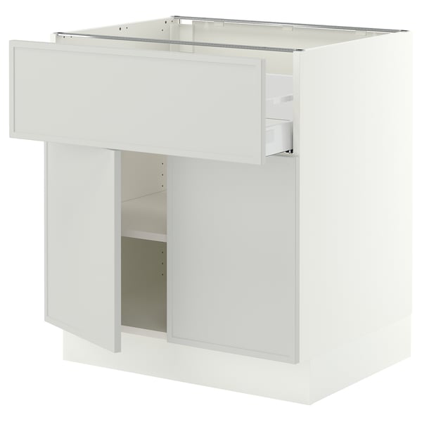 SEKTION / MAXIMERA Gabinete bajo+cajón/2 puertas, blanco/Aspudden gris claro, 30x24x30 "