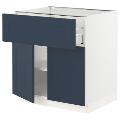 SEKTION / MAXIMERA Gabinete bajo+cajón/2 puertas, blanco Axstad/mate azul, 30x24x30 "