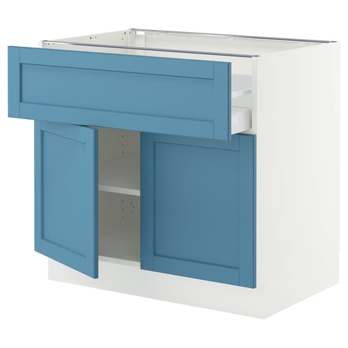 SEKTION / MAXIMERA Gabinete bajo+cajón/2 puertas, blanco/Lerhyttan azul, 36x24x30 "