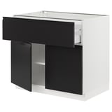 SEKTION / MAXIMERA Gabinete bajo+cajón/2 puertas, blanco/Upplöv antracita mate, 36x24x30 "