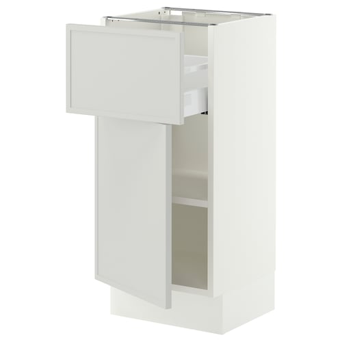SEKTION / MAXIMERA Gabinete bajo+cajón/puerta, blanco/Aspudden gris claro, 15x15x30 "