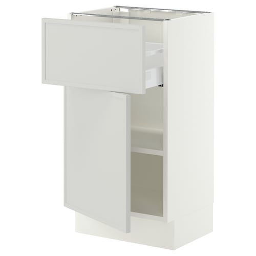 SEKTION / MAXIMERA Gabinete bajo+cajón/puerta, blanco/Aspudden gris claro, 18x15x30 "