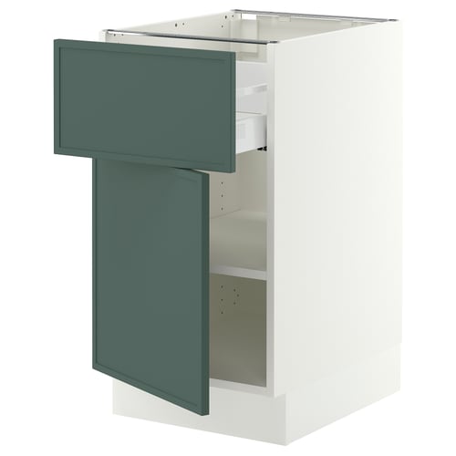 SEKTION / MAXIMERA Gabinete bajo+cajón/puerta, blanco/Aspudden gris verdoso oscuro, 18x24x30 "