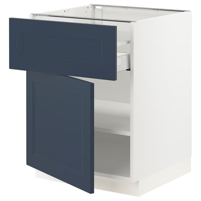 SEKTION / MAXIMERA Gabinete bajo+cajón/puerta, blanco Axstad/mate azul, 24x24x30 "