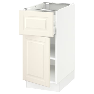 SEKTION / MAXIMERA Gabinete bajo+cajón/puerta, blanco/Bodbyn color hueso, 15x24x30 "