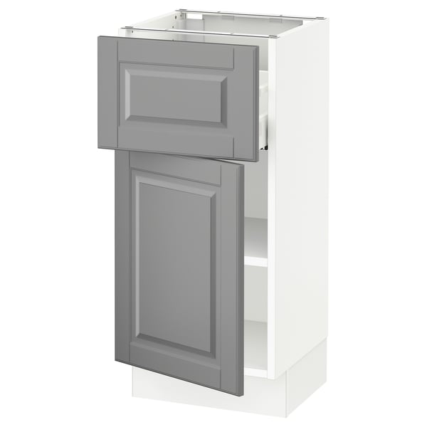 SEKTION / MAXIMERA Gabinete bajo+cajón/puerta, blanco/Bodbyn gris, 15x15x30 "