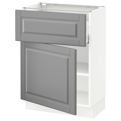 SEKTION / MAXIMERA Gabinete bajo+cajón/puerta, blanco/Bodbyn gris, 24x15x30 "