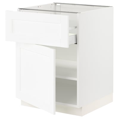SEKTION / MAXIMERA Gabinete bajo+cajón/puerta, blanco Enköping/blanco efecto madera, 24x24x30 "
