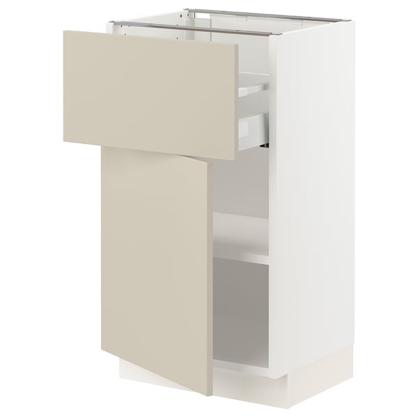 SEKTION / MAXIMERA Gabinete bajo+cajón/puerta, blanco/Havstorp beige, 18x15x30 "