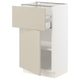 SEKTION / MAXIMERA Gabinete bajo+cajón/puerta, blanco/Havstorp beige, 18x15x30 "