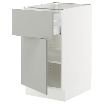 SEKTION / MAXIMERA Gabinete bajo+cajón/puerta, blanco/Havstorp gris claro, 18x24x30 "