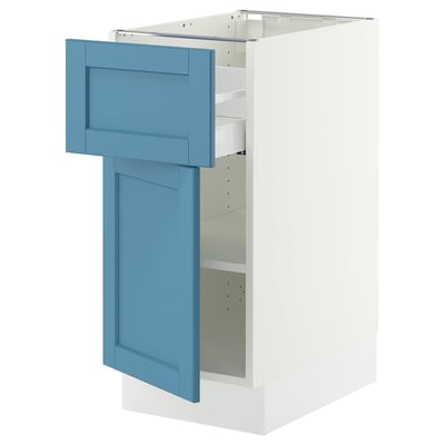 SEKTION / MAXIMERA Gabinete bajo+cajón/puerta, blanco/Lerhyttan azul, 15x24x30 "