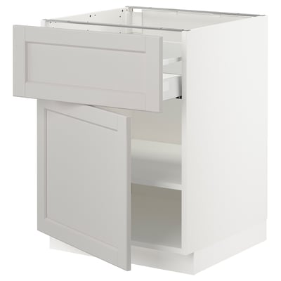 SEKTION / MAXIMERA Gabinete bajo+cajón/puerta, blanco/Lerhyttan gris claro, 24x24x30 "