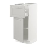 SEKTION / MAXIMERA Gabinete bajo+cajón/puerta, blanco/Lerhyttan gris claro, 15x15x30 "
