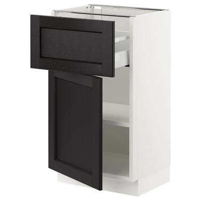 SEKTION / MAXIMERA Gabinete bajo+cajón/puerta, blanco/Lerhyttan teñido en negro, 18x15x30 "