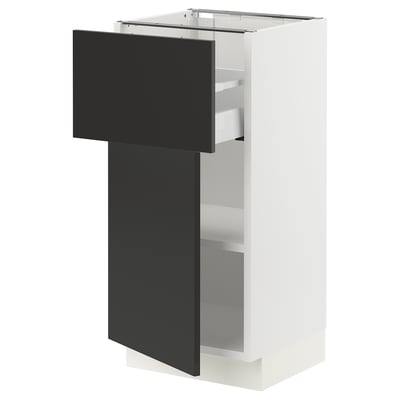 SEKTION / MAXIMERA Gabinete bajo+cajón/puerta, blanco/Nickebo antracita mate, 15x15x30 "