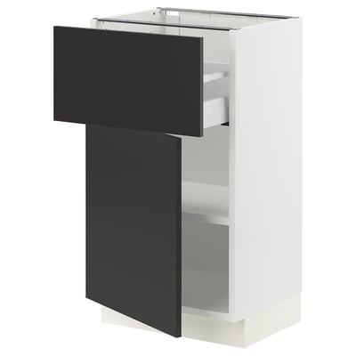 SEKTION / MAXIMERA Gabinete bajo+cajón/puerta, blanco/Nickebo antracita mate, 18x15x30 "