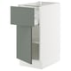 SEKTION / MAXIMERA Gabinete bajo+cajón/puerta, blanco/Nickebo verde grisáceo mate, 15x24x30 "