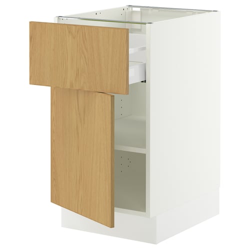 SEKTION / MAXIMERA Gabinete bajo+cajón/puerta, blanco/Sinarp chapa de roble, 18x24x30 "
