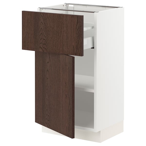 SEKTION / MAXIMERA Gabinete bajo+cajón/puerta, blanco/Sinarp marrón, 18x15x30 "