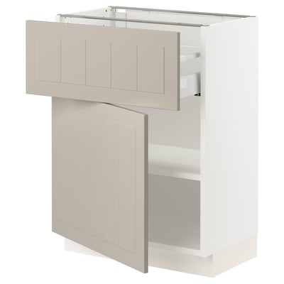 SEKTION / MAXIMERA Gabinete bajo+cajón/puerta, blanco/Stensund beige, 24x15x30 "