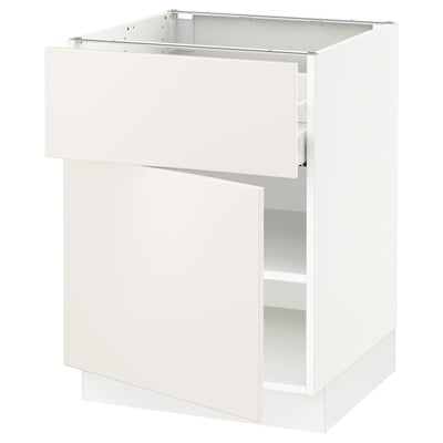 SEKTION / MAXIMERA Gabinete bajo+cajón/puerta, blanco/Veddinge blanco, 24x24x30 "