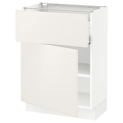 SEKTION / MAXIMERA Gabinete bajo+cajón/puerta, blanco/Veddinge blanco, 24x15x30 "