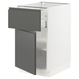 SEKTION / MAXIMERA Gabinete bajo+cajón/puerta, blanco/Voxtorp gris oscuro, 18x24x30 "