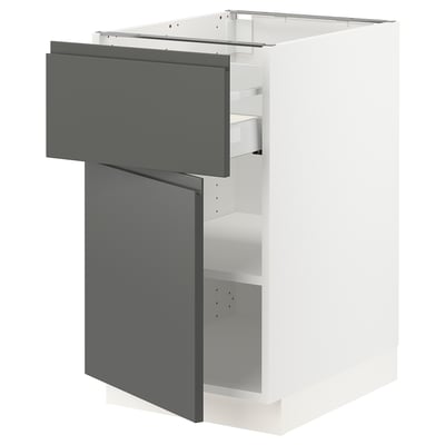 SEKTION / MAXIMERA Gabinete bajo+cajón/puerta, blanco/Voxtorp gris oscuro, 18x24x30 "