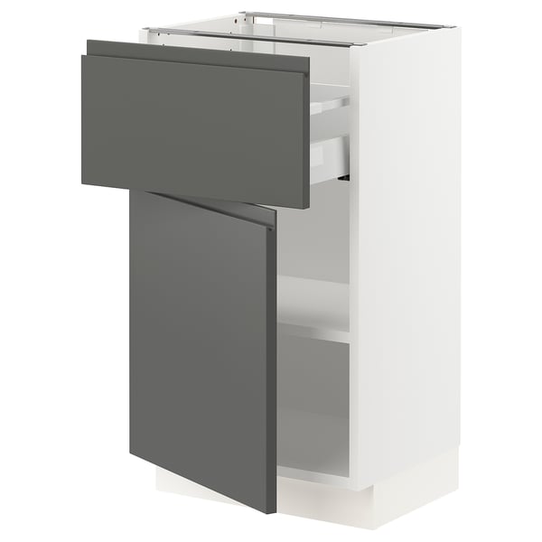 SEKTION / MAXIMERA Gabinete bajo+cajón/puerta, blanco/Voxtorp gris oscuro, 18x15x30 "