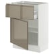 SEKTION / MAXIMERA Gabinete bajo+cajón/puerta, blanco/Voxtorp marrón grisáceo oscuro alto brillo, 24x15x30 "