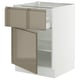 SEKTION / MAXIMERA Gabinete bajo+cajón/puerta, blanco/Voxtorp marrón grisáceo oscuro alto brillo, 24x24x30 "