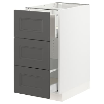SEKTION / MAXIMERA Gabinete bajo clas residuos/2 frnt, blanco/Axstad gris oscuro, 15x24x30 "