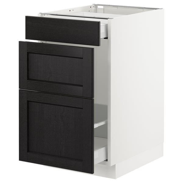 SEKTION / MAXIMERA Gabinete bajo clas residuos/2 frnt, blanco/Lerhyttan teñido en negro, 18x24x30 "