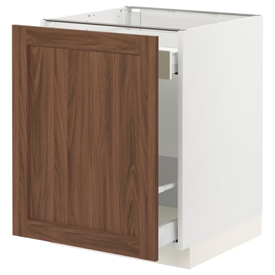SEKTION / MAXIMERA Gabinete bajo clasf residuos/1 prta, blanco Enköping/marrón efecto de nogal, 24x24x30 "