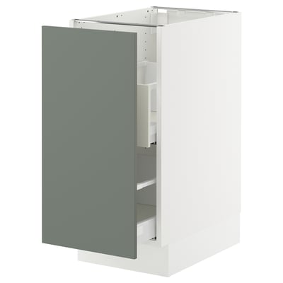 SEKTION / MAXIMERA Gabinete bajo clasf residuos/1 prta, blanco/Nickebo verde grisáceo mate, 15x24x30 "