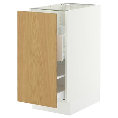SEKTION / MAXIMERA Gabinete bajo clasf residuos/1 prta, blanco/Sinarp chapa de roble, 15x24x30 "