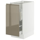 SEKTION / MAXIMERA Gabinete bajo clasf residuos/1 prta, blanco/Voxtorp marrón grisáceo oscuro alto brillo, 15x24x30 "