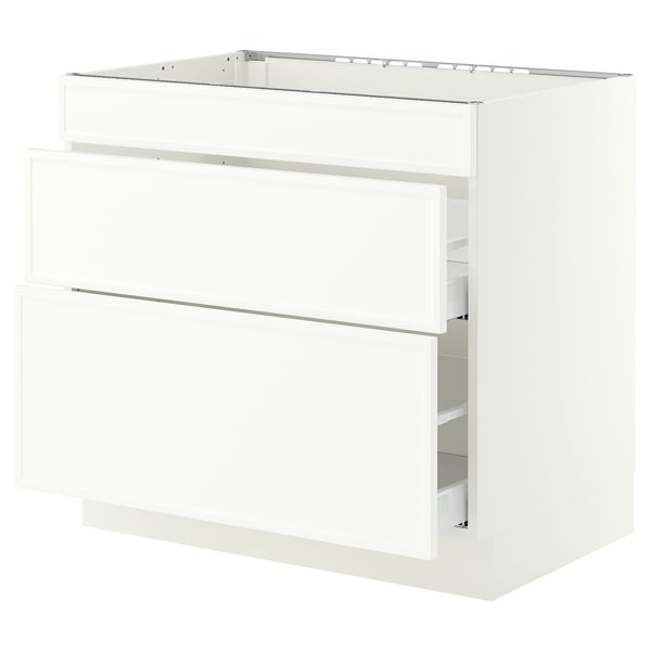 SEKTION / MAXIMERA Gabinete bajo estufa/3 frnt/2 cjn, blanco/Aspudden blanco mate, 36x24x30 "