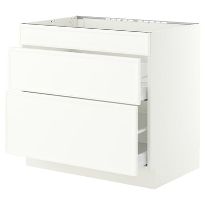 SEKTION / MAXIMERA Gabinete bajo estufa/3 frnt/2 cjn, blanco/Aspudden blanco mate, 36x24x30 "