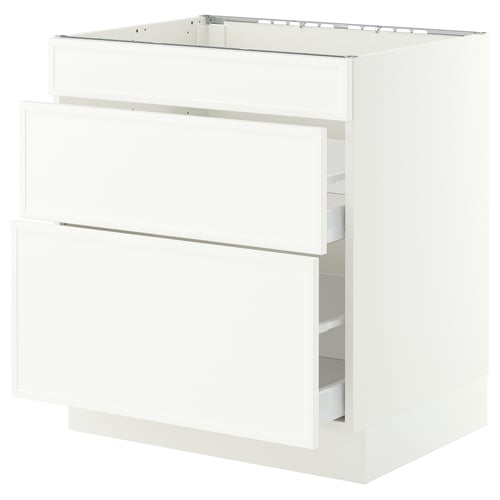 SEKTION / MAXIMERA Gabinete bajo estufa/3 frnt/2 cjn, blanco/Aspudden blanco mate, 30x24x30 "