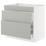 SEKTION / MAXIMERA Gabinete bajo estufa/3 frnt/2 cjn, blanco/Havstorp gris claro, 36x24x30 "